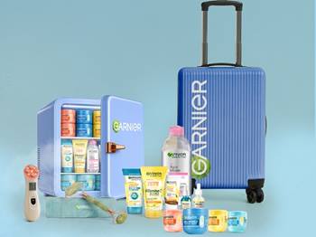 Diversos produtos de skincare Garnier.