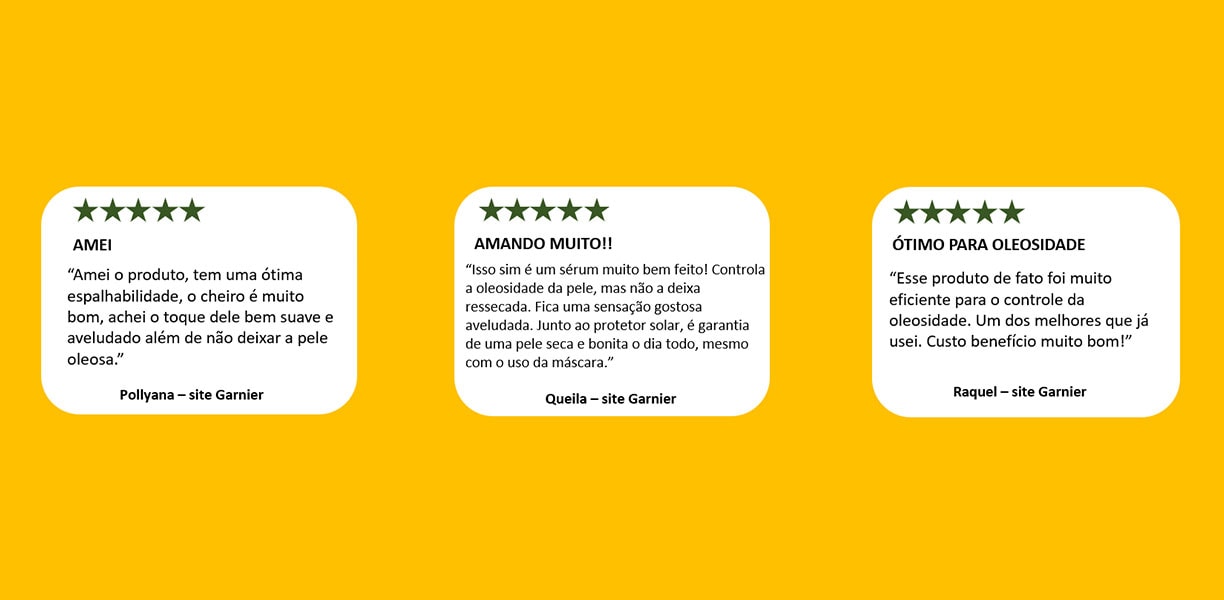 Imagem mostrando as reviews de produtos | Garnier
