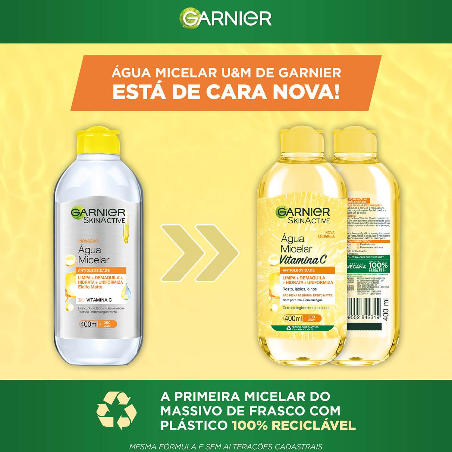 Imagem Água Micelar Antioleosidade com Vitamina C | Novo Pack | Garnier