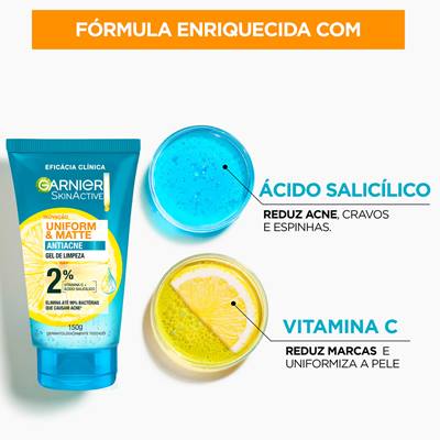Imagem Gel de Limpeza Antiacne | Ingredientes |Garnier