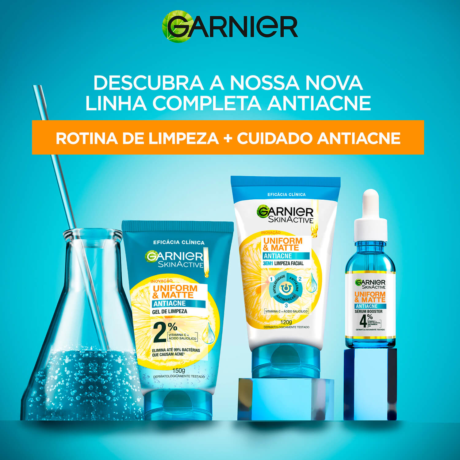 Imagem Gel de Limpeza Facial Diaria Antiacne 3 em 1 | Linha completa antiacne | Garnier