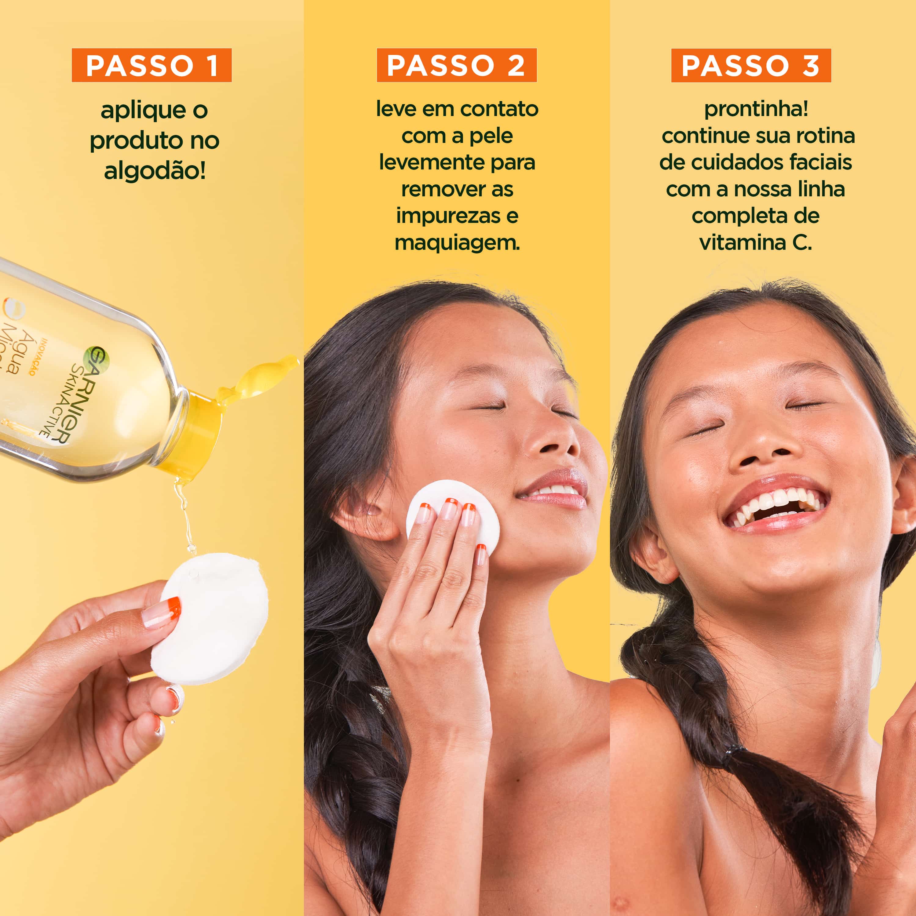 Imagem Agua micelar antioleosidade com vitamina C | Modo de Uso | Garnier