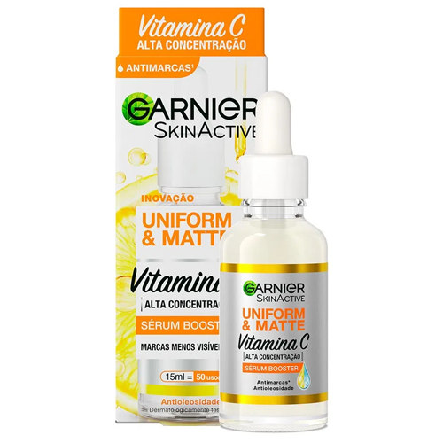 Imagem Packshot 15ml | Sérum Booster Antimarcas de Uniform&Matte com vitamina C | Garnier